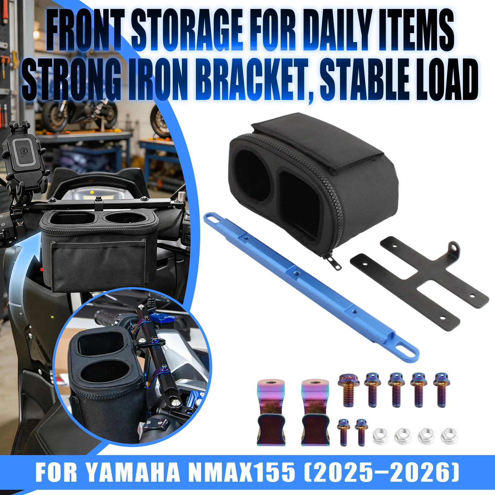 For Yamaha NMAX XMAX TMAX 300 250 155 Motorcycle Handlebar Drinking Water Bottle Cage Cup Holder Scooter Cupmounts Storage Bag