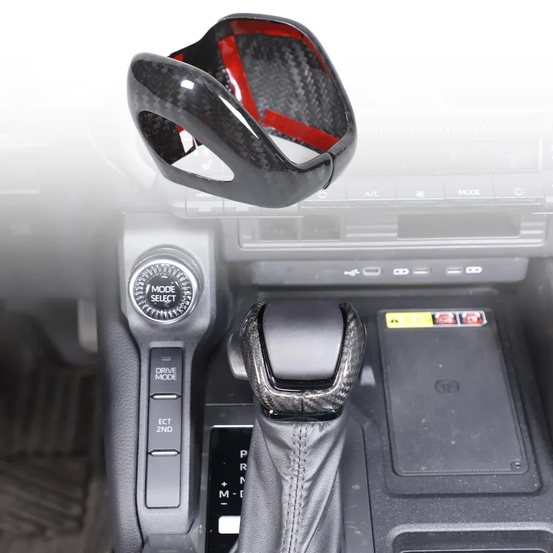 

Real Carbon Fiber Center Console Gear Shift Knob Cover for 2024+ Toyota Prado Gear Shift Knob Trim Car Accessories