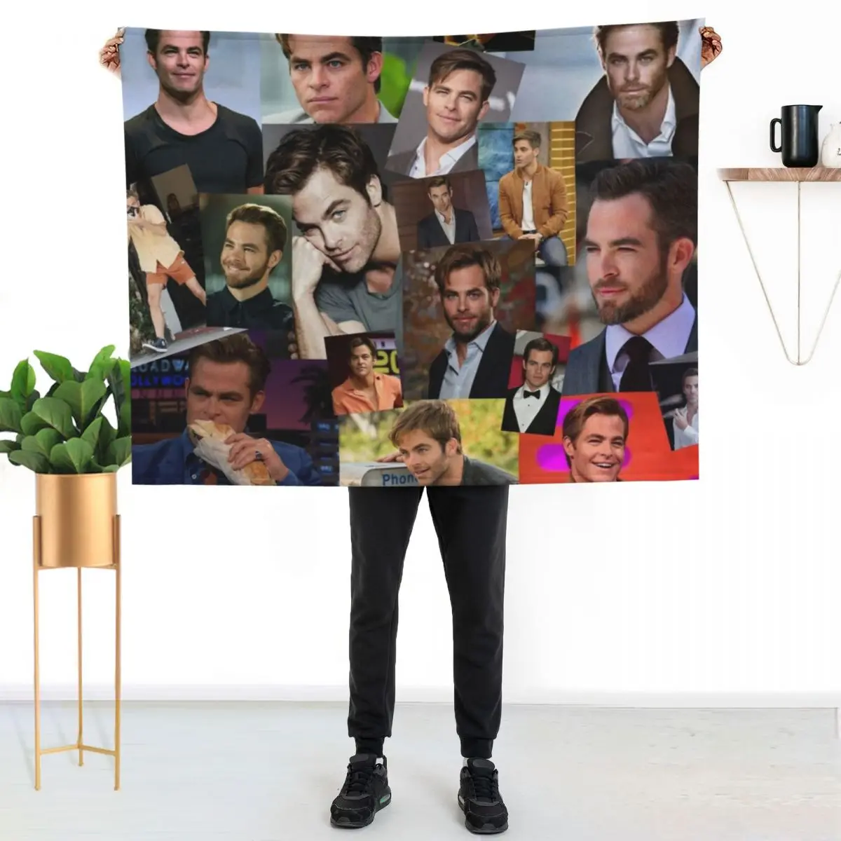 Chris Pine collage Throw Blanket cosplay anime blankets and throws Retros warm winter Plush Summer Beddings Blankets