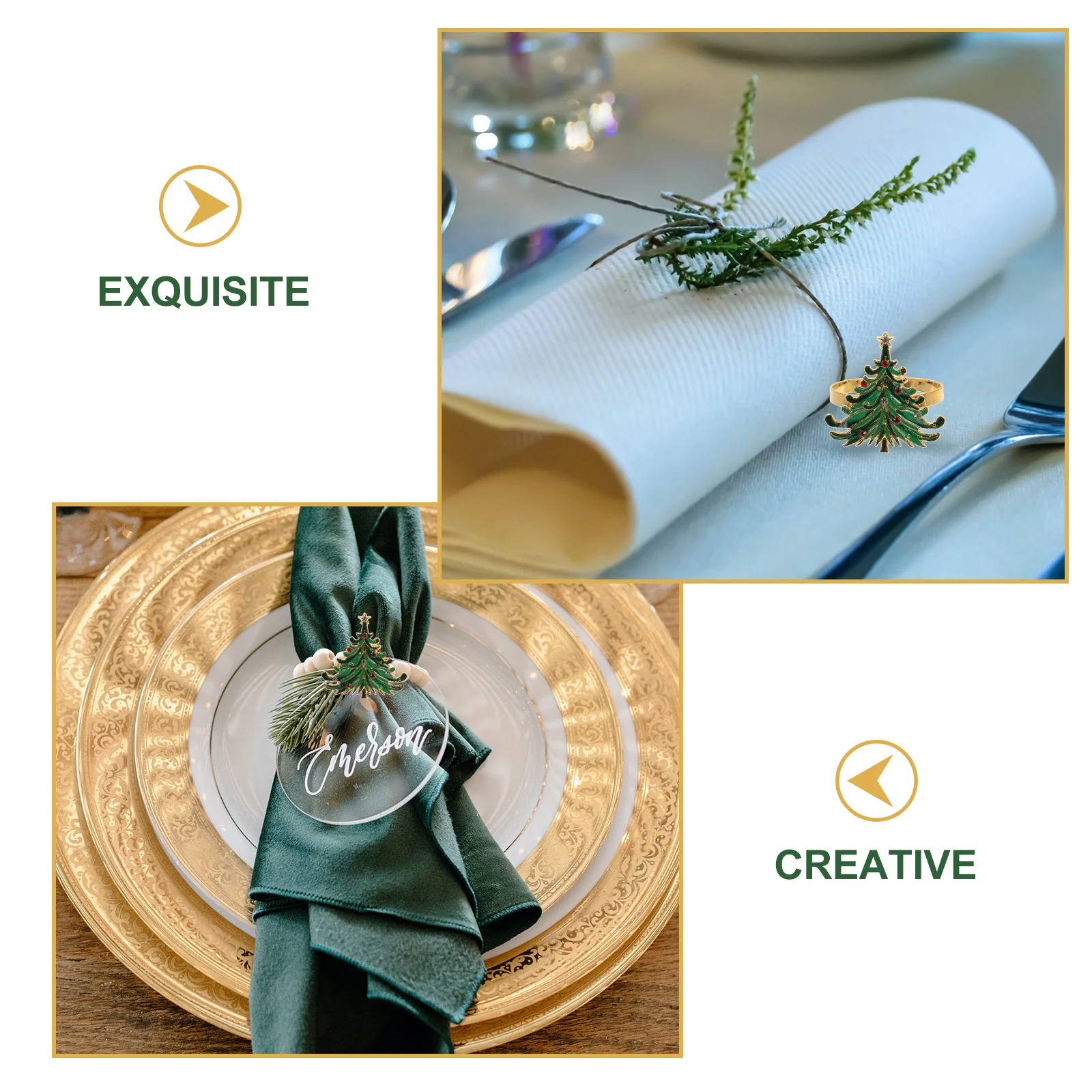 

2Pcs Christmas Napkin Rings Decorative Buckles Creative Napkin Clamps Xmas Hotel Restaurant Table Decor Xmas Home Decors