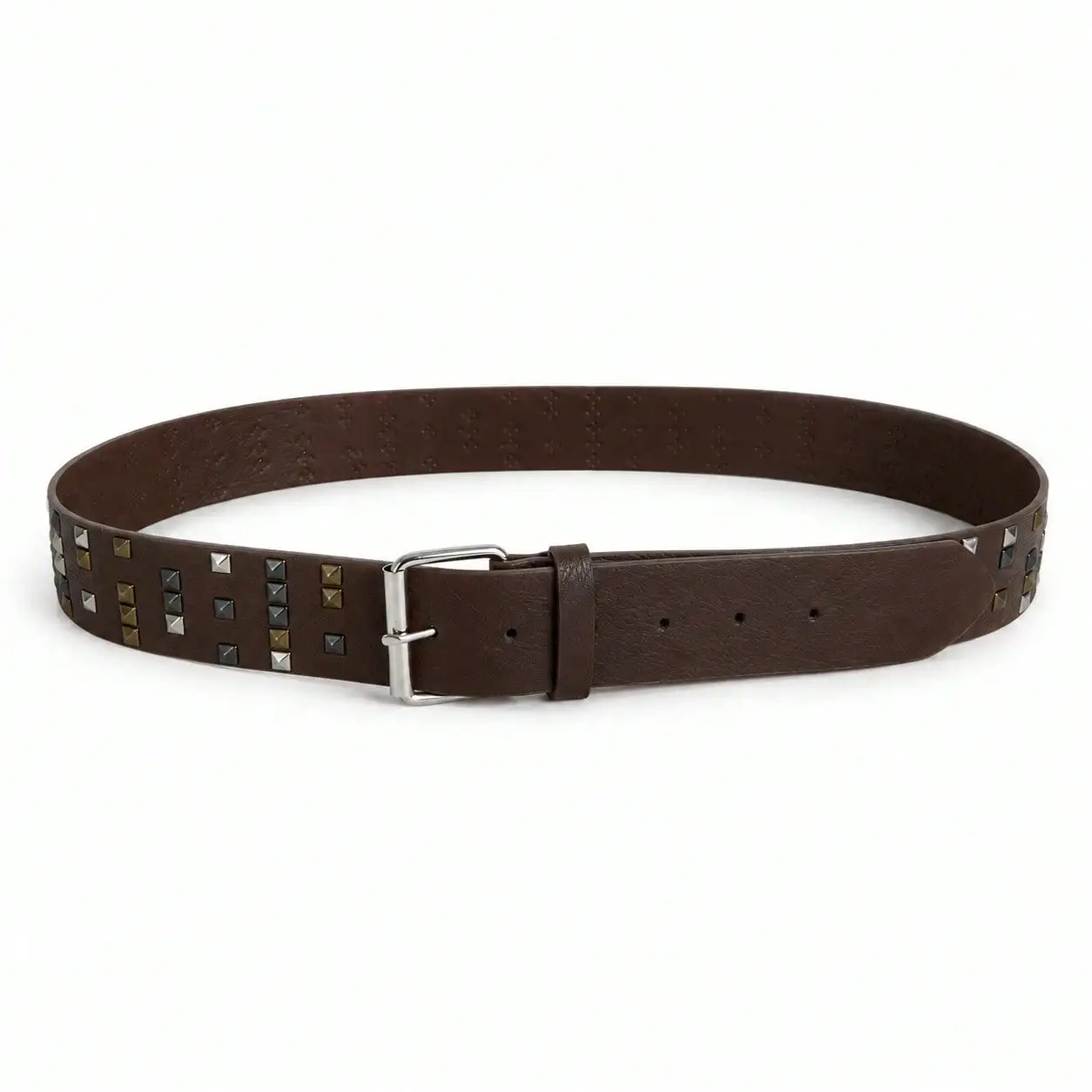 Y2K Punk Style, Color-Blocked, Randomly Arranged Rivet Belt, Vintage Distressed PU Leather Belt, Belt Stylish Women