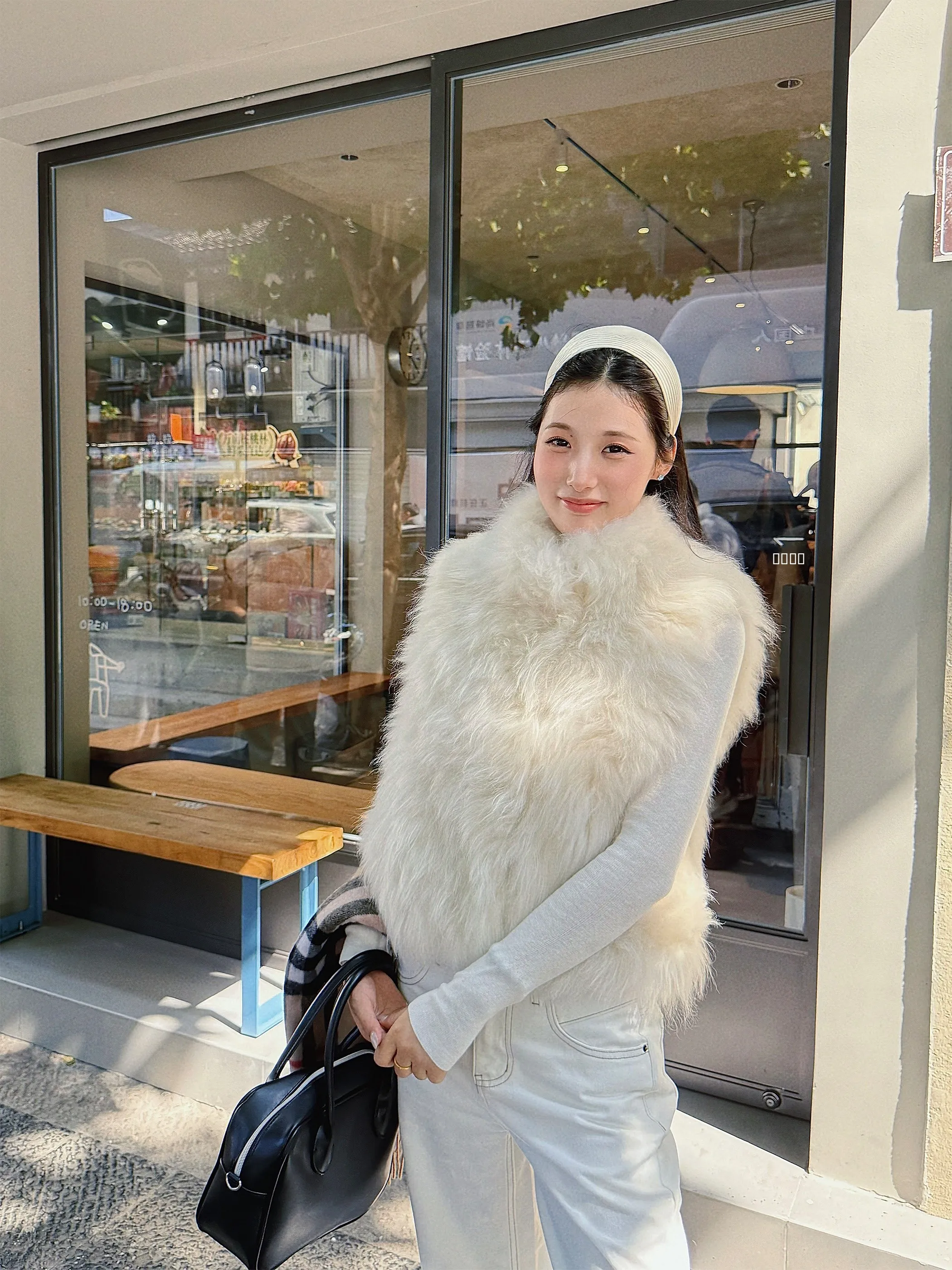 

Жилет из искусственного меха Aassss Qingan Mu Yue Luxury с отделкой из овчины, женская теплая верхняя одежда, комбинированный дизайн из кожи и меха, на молнии