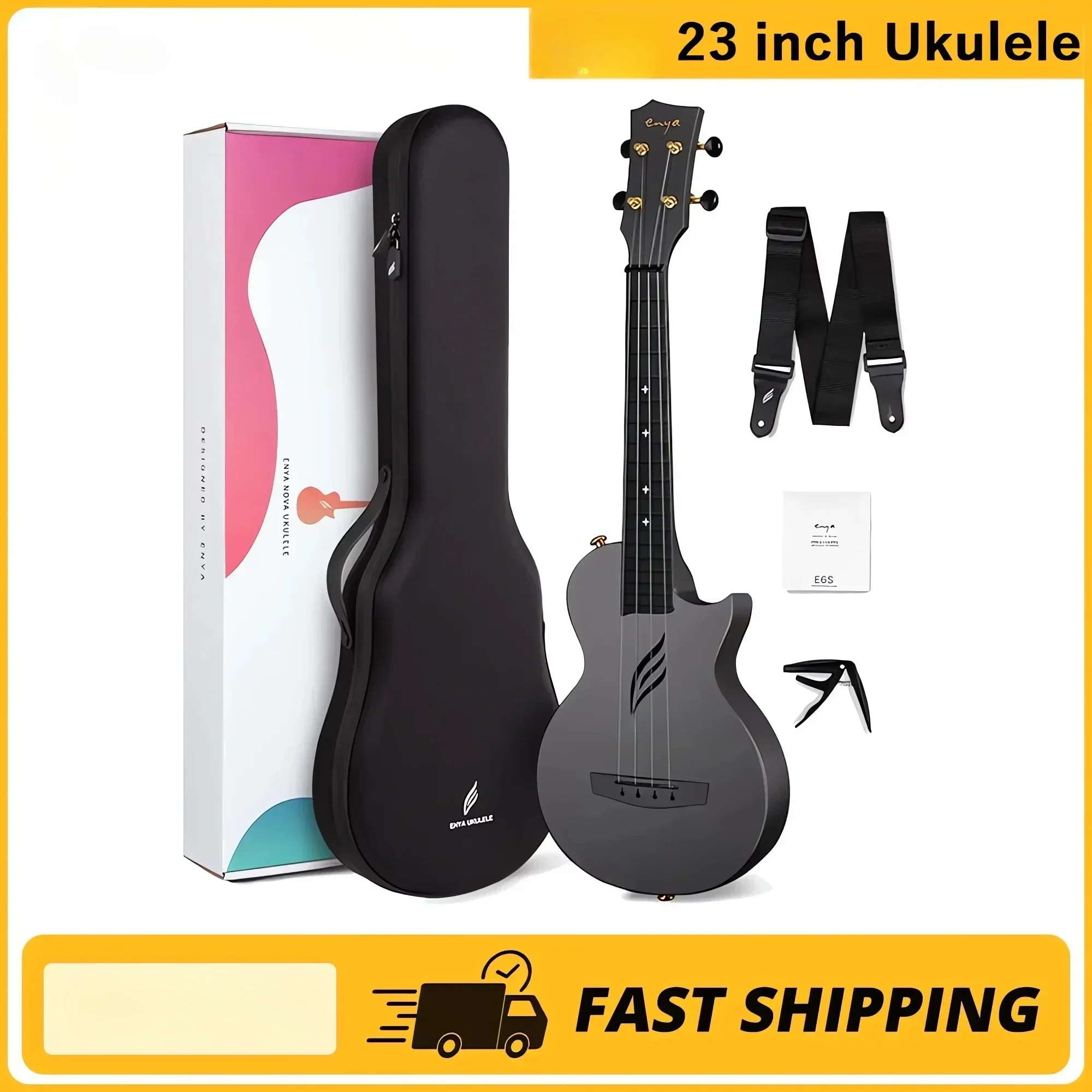 Enya Nova U  Ukulele  23inch  Carbon Fiber Travel Ukulele with Beginner Kit Includes Online Lessons