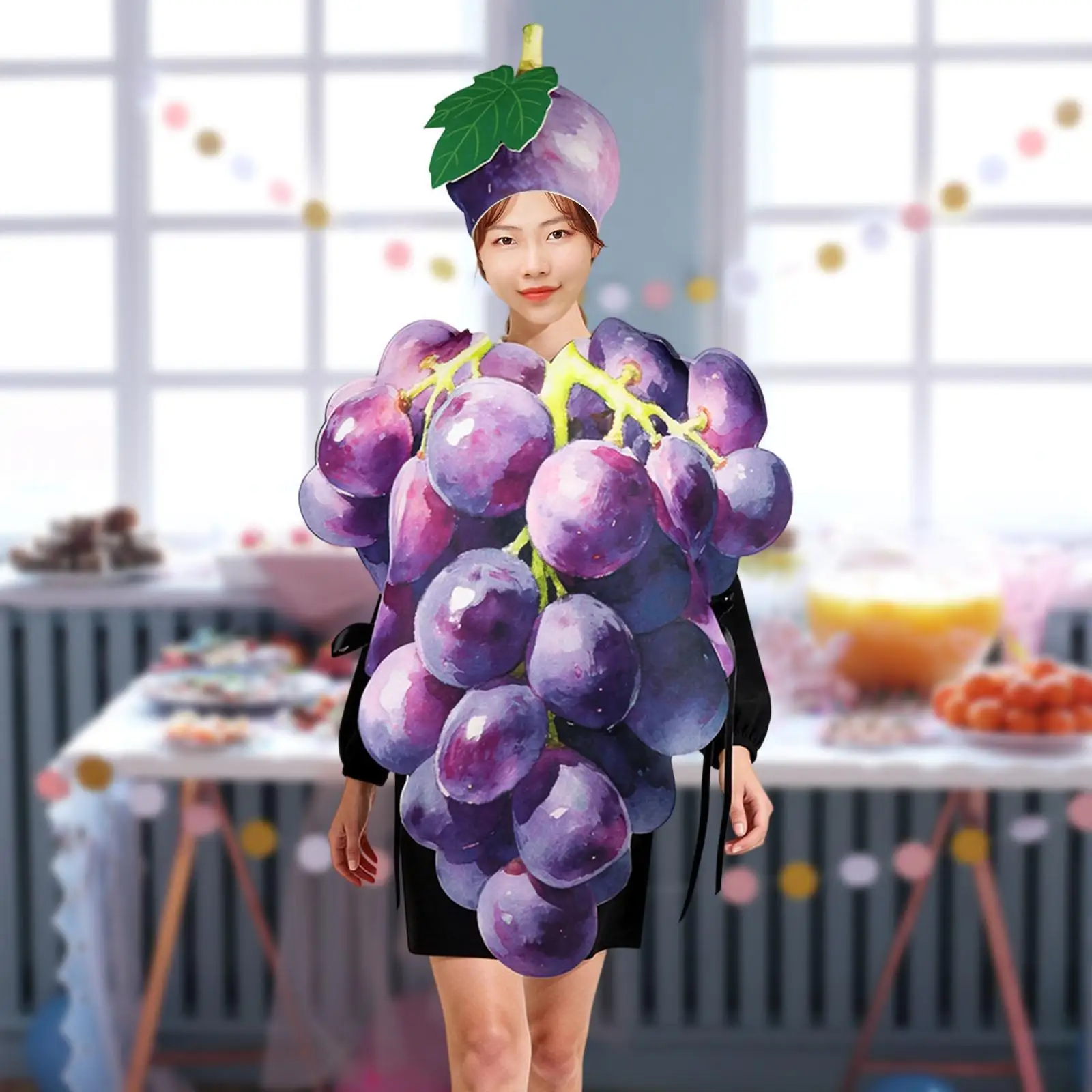 

Костюм винограда с шляпой: Набор для ролевых игр, одежда в виде фруктов, костюм гроздья винограда с шляпой, реквизит для фотосессий, для сценических выступлений и карнавалов