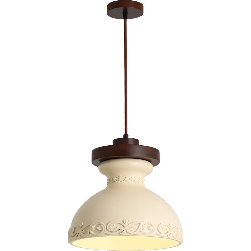 

Medieval French carved chandelier, dining room Japanese wabi-sabi creative dining table, bedroom bedside lamp