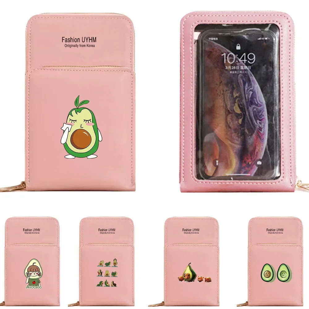 Shoulder Bags Touch Screen Phone Bags For Women Case Card Luxury Bag Cell Phone Purse Messenger Pouch Handbag Avocado Pattern
