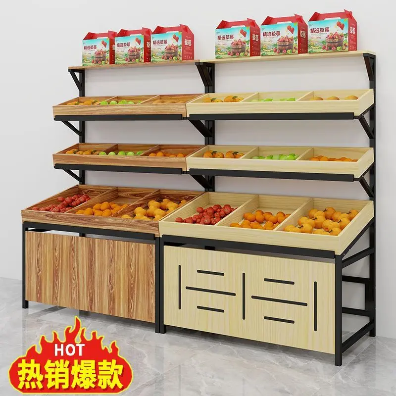 Fruit shelves Fruit store shelves  fresh vegetable shelves fruit and vegetable island multi-layer combination