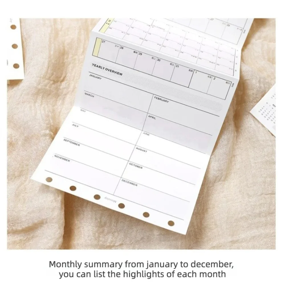 2027 8-fach faltbarer Jahreskalender, lose Blätter, Notizbuch, Planer-Einlage, A6 A7 A8 Kalender, 24 Solar-Terme, Feiertagsplaner-Einlage – Detail 9