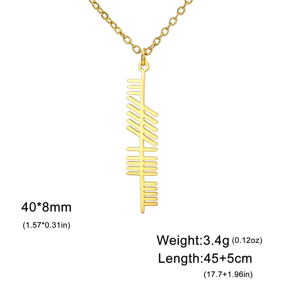 Dawapara Ogham Necklace Strength Wisdom Love Ancient Irish Tree Alphabet Nordic Amulet Stainless Steel Jewelry