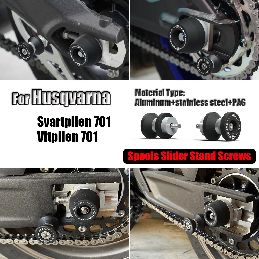 For Husqvarna Svartpilen 701 Spools Slider Stand Screws Rear Stand Screw Bolt Swingarm Spools Slider Paddock Stand Bobbins