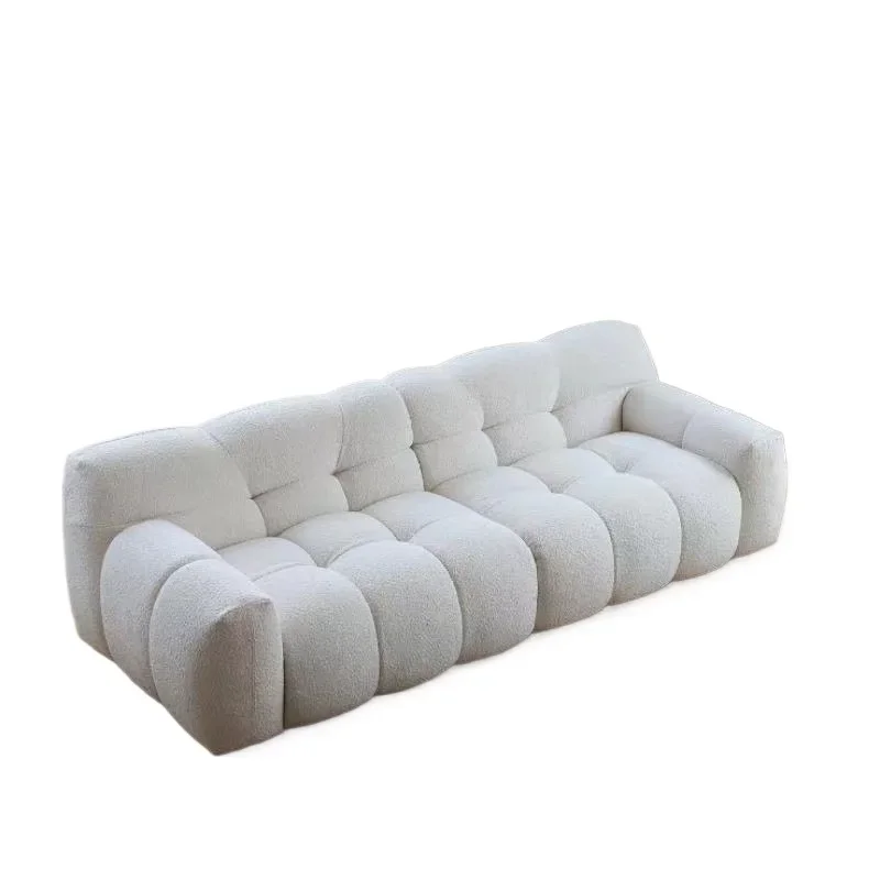 

French retro cream three-person sofa modern light luxury simple chenille module cotton and linen sofa chair