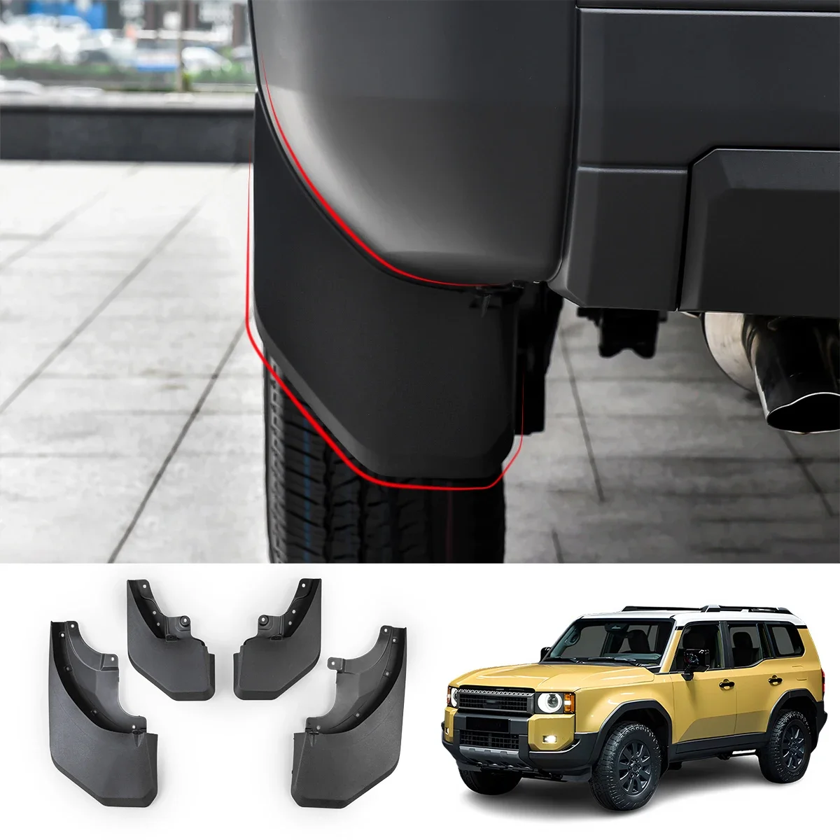 

for 2024 Toyota Land Cruiser LC250 J250 Prado Mud Flaps Splash Guards,Car Front and Rear Wheel Fender Cover Flexible Mudguards