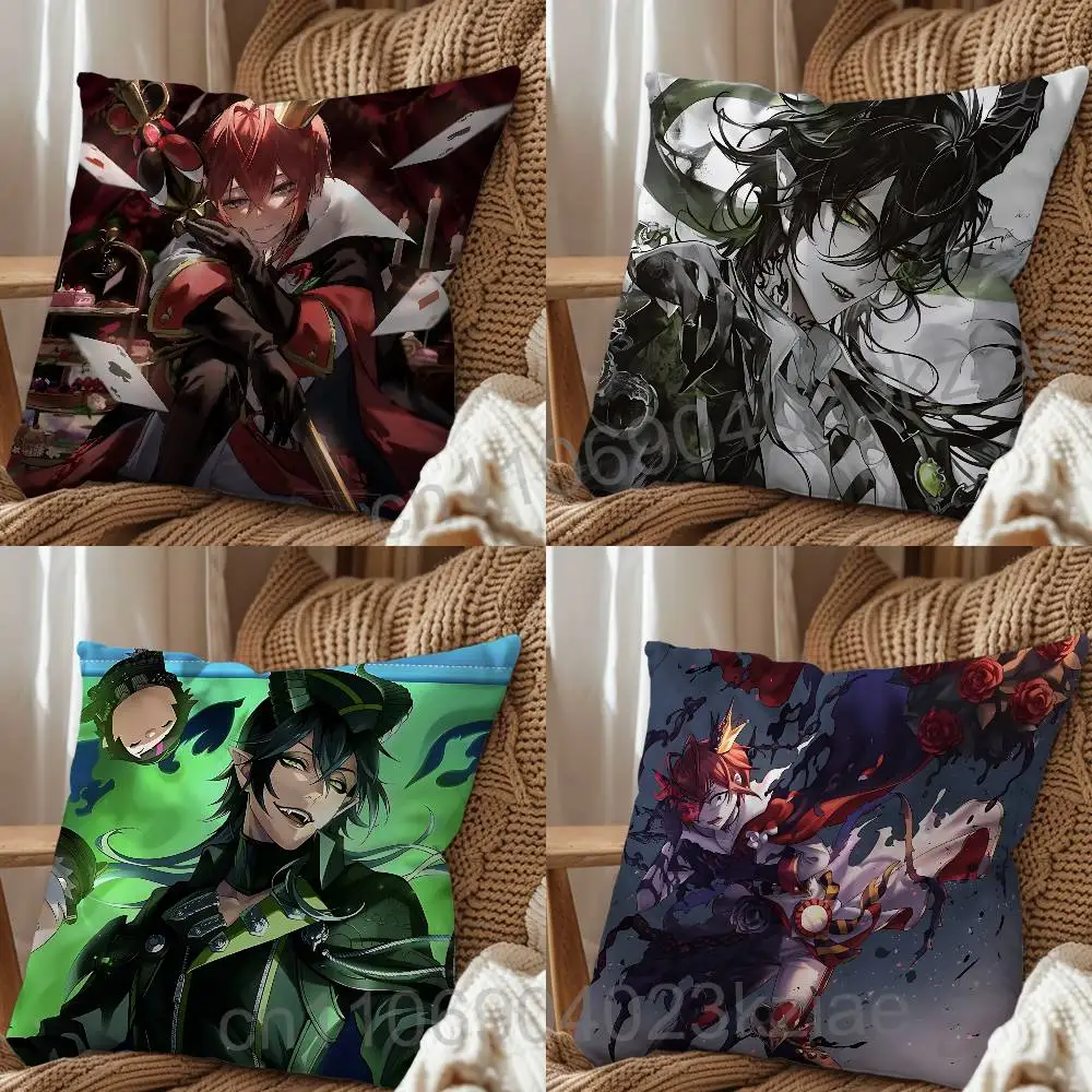 Malleus Draconia Twisted Wonderland Riddle Rosehearts Print Throw Pillow Cover Square Cushion Case for Living Room Bedroom Decor