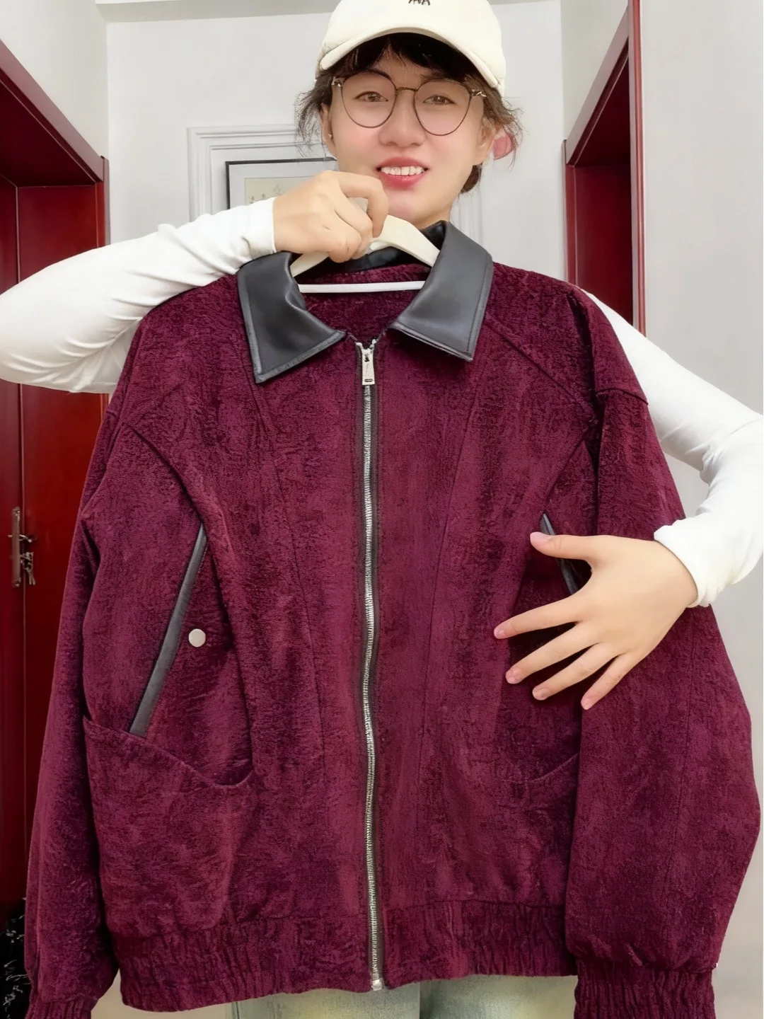 

Retro Suede Pilot Jaet Men's High-End Feel oulder Flip Collar American Boxed ort Workwear Baseball orm