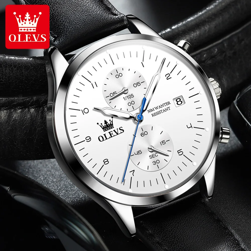 Olevs Marke Gürtel Herren Chronograph Kalender Quarzuhr 2880