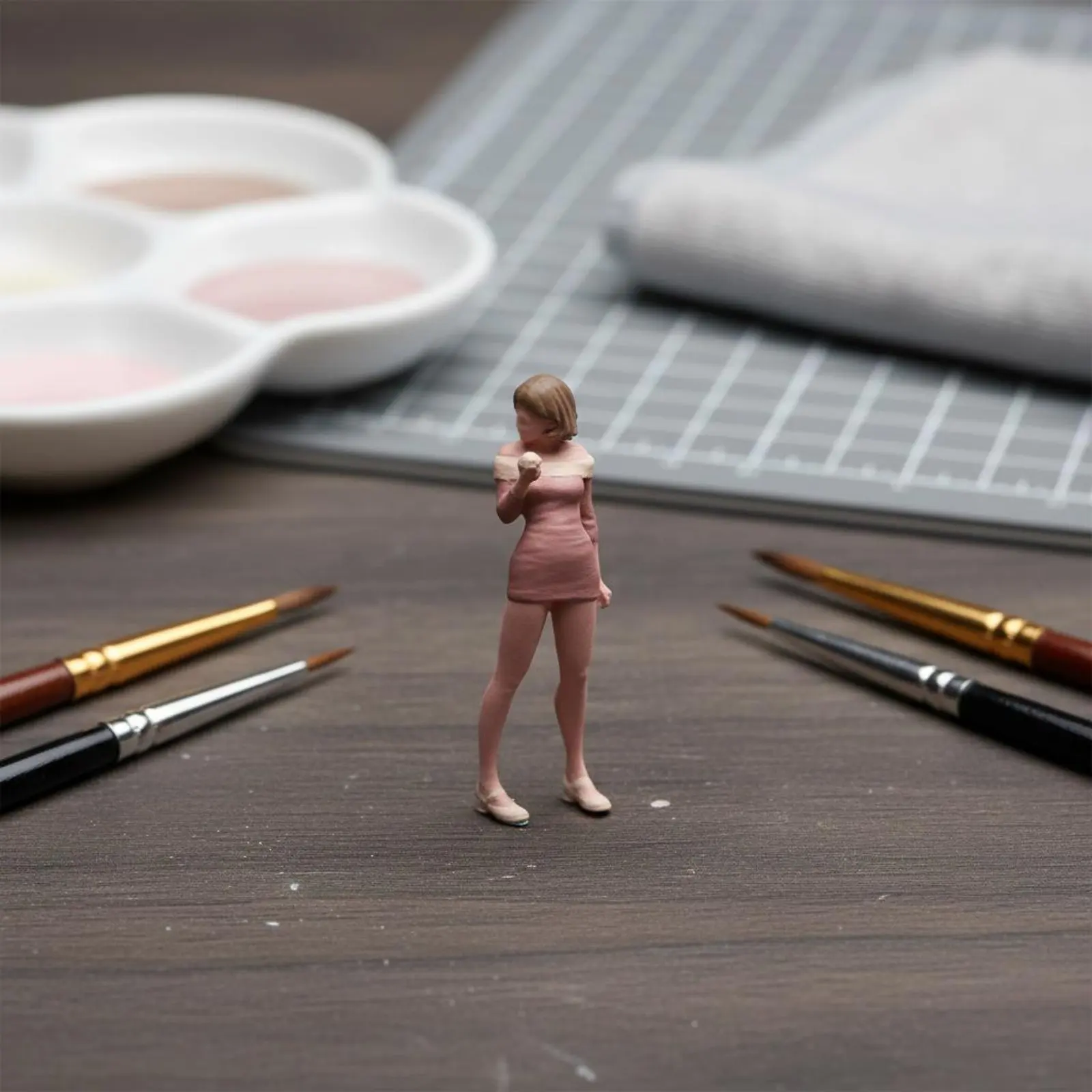 1/64 Scale Girl Figure Detailed 1:64 Scale Painted Woman Figurine Hand Painted Miniature Woman Collector Item for Collectors view 2