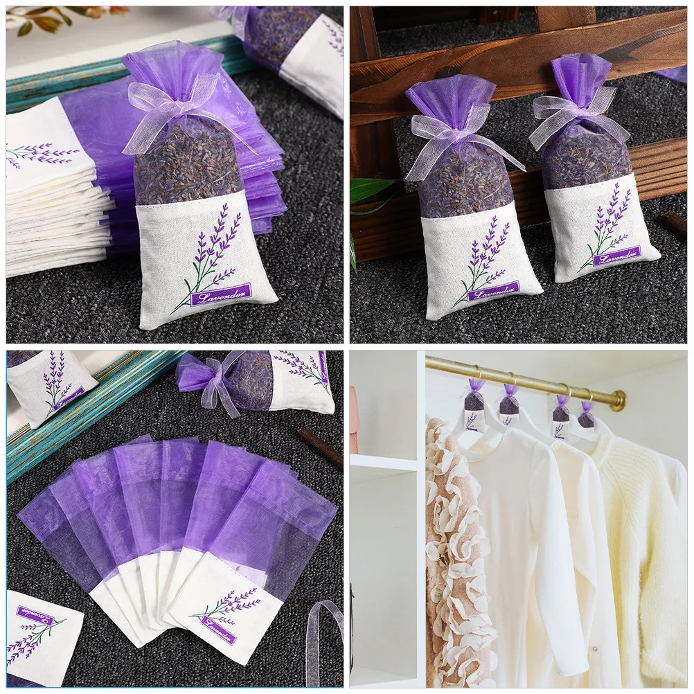 50Pcs Sachet Bags Empty Lavender Drawstring Pouches Perfume Storage Bag Home Wardrobe Air Freshener Spice Organizer