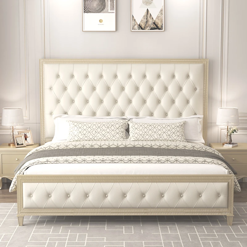 Pretty Luxury Double Bed Modern American Villa Princess Bed Headboards Wood Cama De Casal Bedroom Set