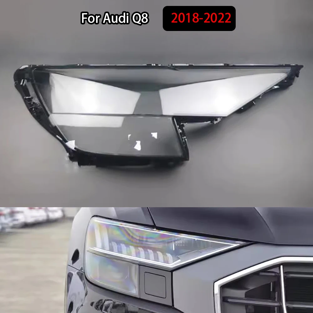 

For Audi Q8 2018-2022 Headlight Cover Transparent Lampshade Lamp Shade Plexiglass Replace Original Lens