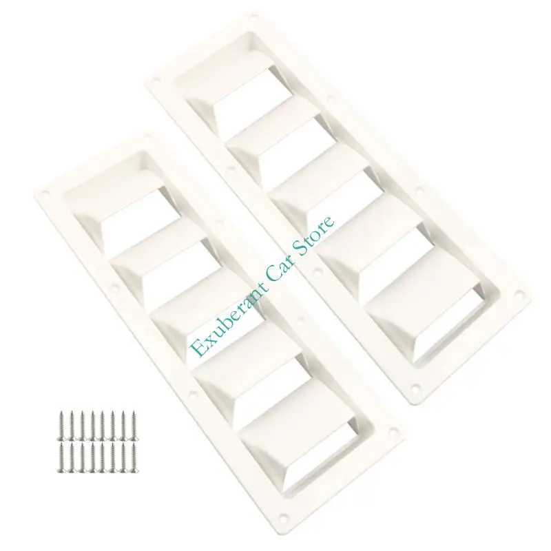 Trailer Compartment Vent Cover 2 Pack ABS Louvered Grille with Screws, Flush Mount Vent Panel for Boat Utility Use