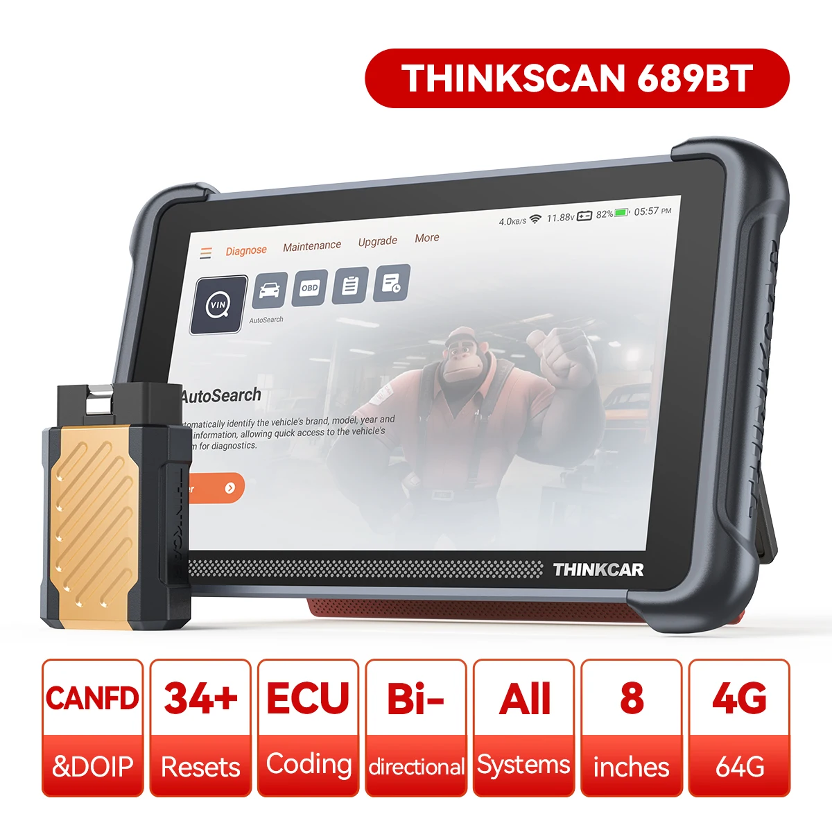 Lifetime FREE THINKCAR THINKSCAN 689BT OBD2 Scanner ECU Coding Bi-directional  DOIP CANFD Full System Car Diagnostics Tools