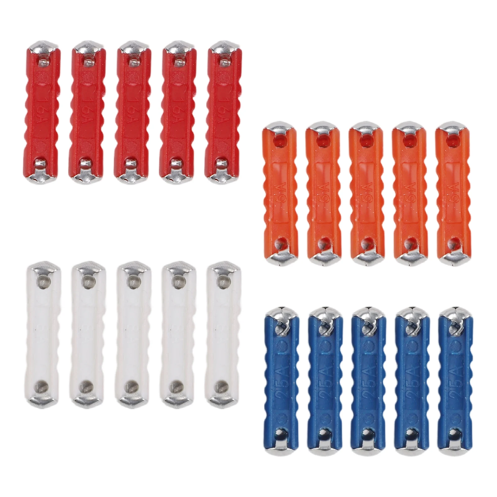 40 Piece 25mm Car Fuse Kit for Torpedo Classic Models 5A 8A 16A 25A 32V DC Flat Head Tubular Fuse for Vehicle Electronics