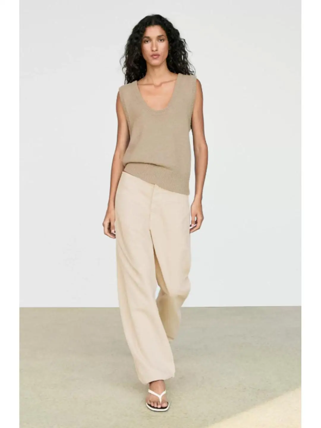 Basic Knitted Summer Commute Style Ribbed No Sleeve Casual Versatile Vest Polyester Fiber A-Line Narrow Strap Citywalk Neutral