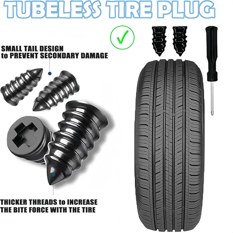 

Tire Repair Rubber Nails Kit Tire Patching Spikes Easy DIY Self-Service Tool for Puncture Repair Cars Motorcycles Trucks