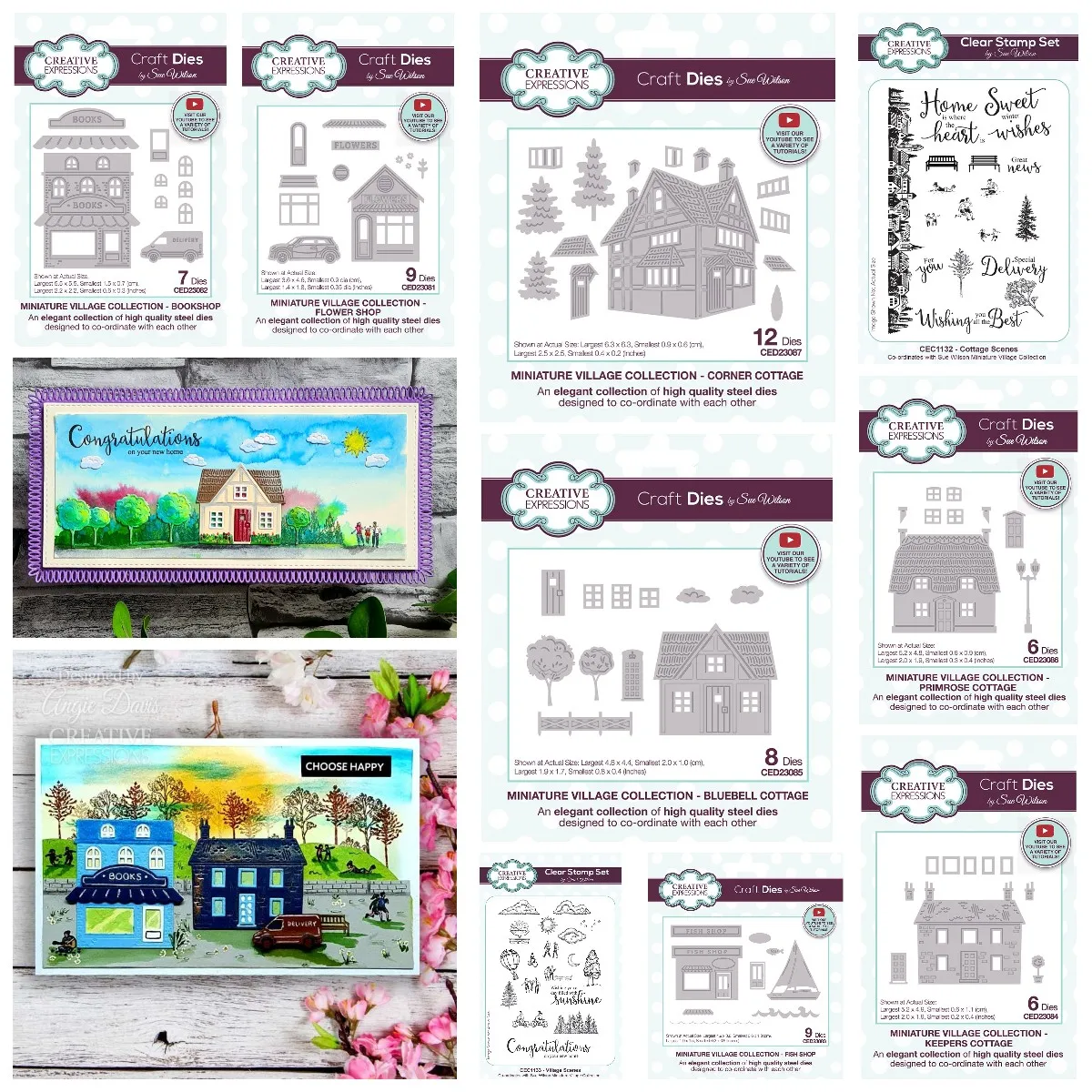 2024 New Craft Dies and Stamps Flower Bookshop Primrose Bluebell Corner Cottage Village Scenes Die Home DIY Scrapbooking Diary