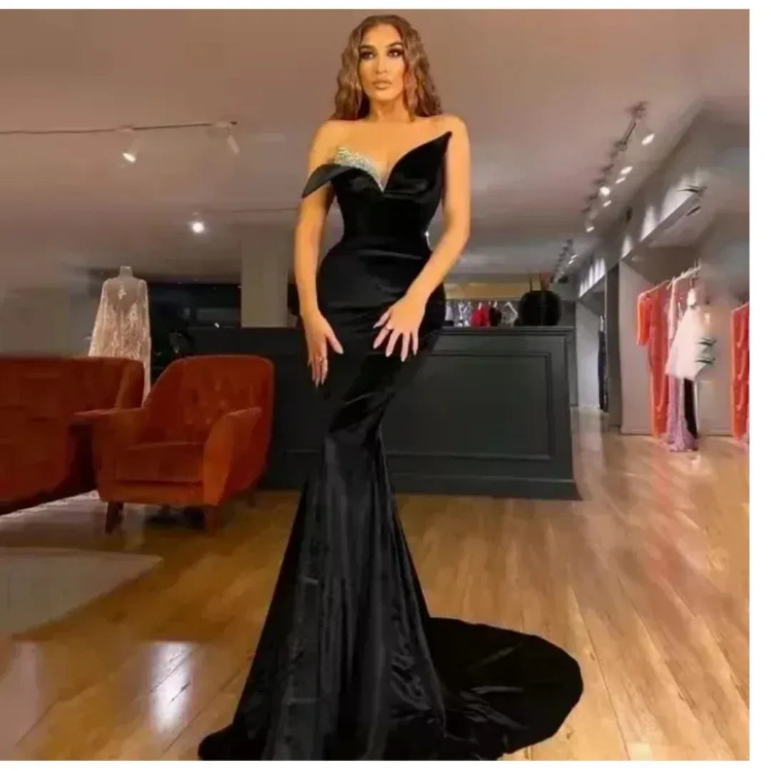 

2024 Black Gorgeous Mermaid Evening Sexy Sequins Sweetheart Prom Dresses Saudi Arabia Dubai Stylish Gowns Vestidos De Fiesta