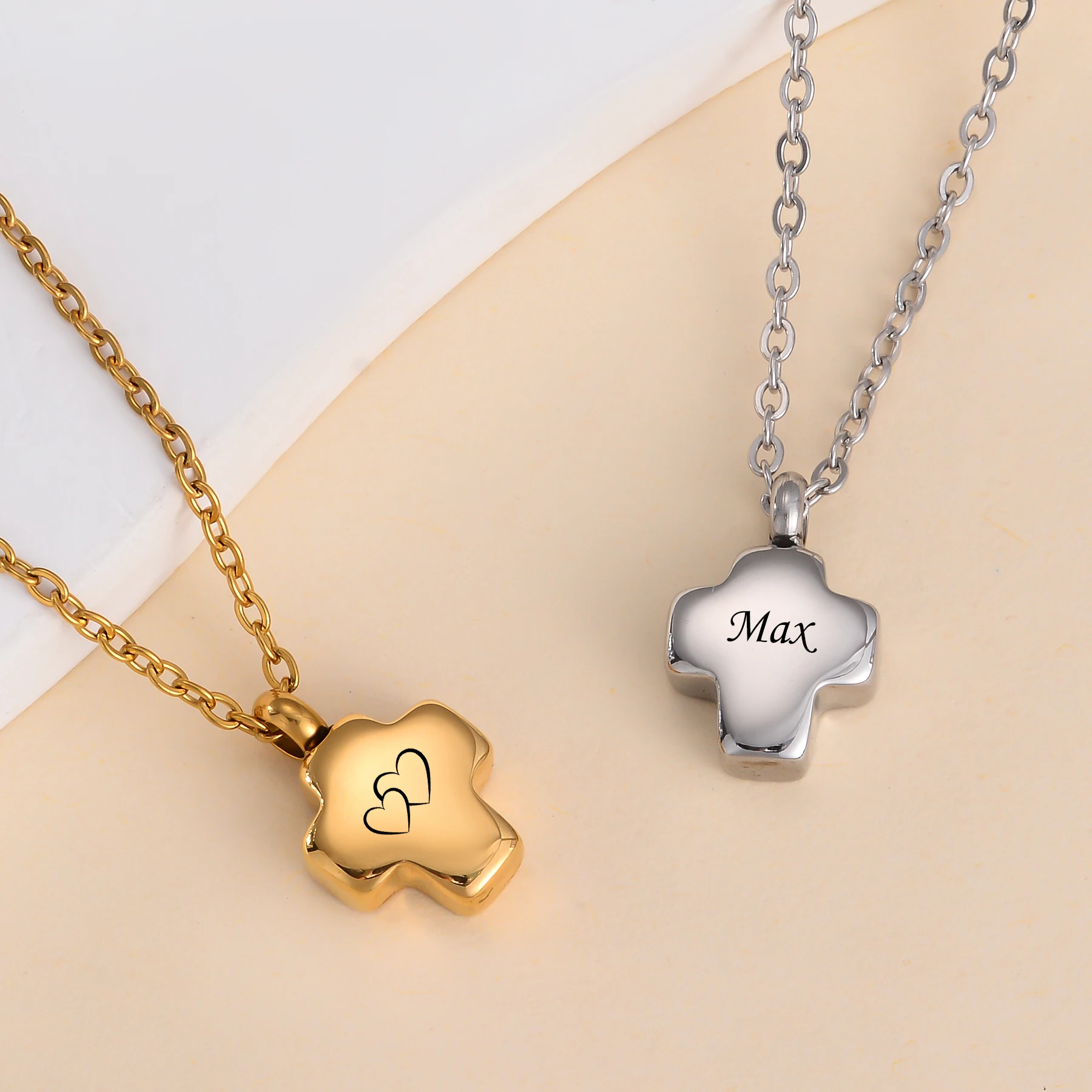Stainless Steel Cross Urn Necklace Custom Name/Date/Logo Memorial Pendant for Human Pet Ashes Cremation Keepsake Jewelry Gift