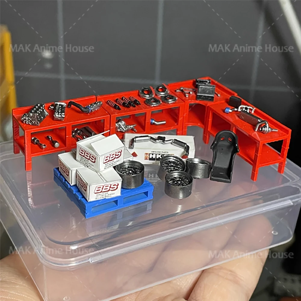 Miniature Figure 1/64 Wheel Hub Exhaust Engine Bucket Chair Model Garage Modifications Repair Accessories Scene Display Diorama