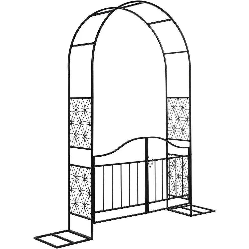 

Metal Garden Arch Trellis with Gate, Suitable for Climbing Plants and Outdoor Decorations