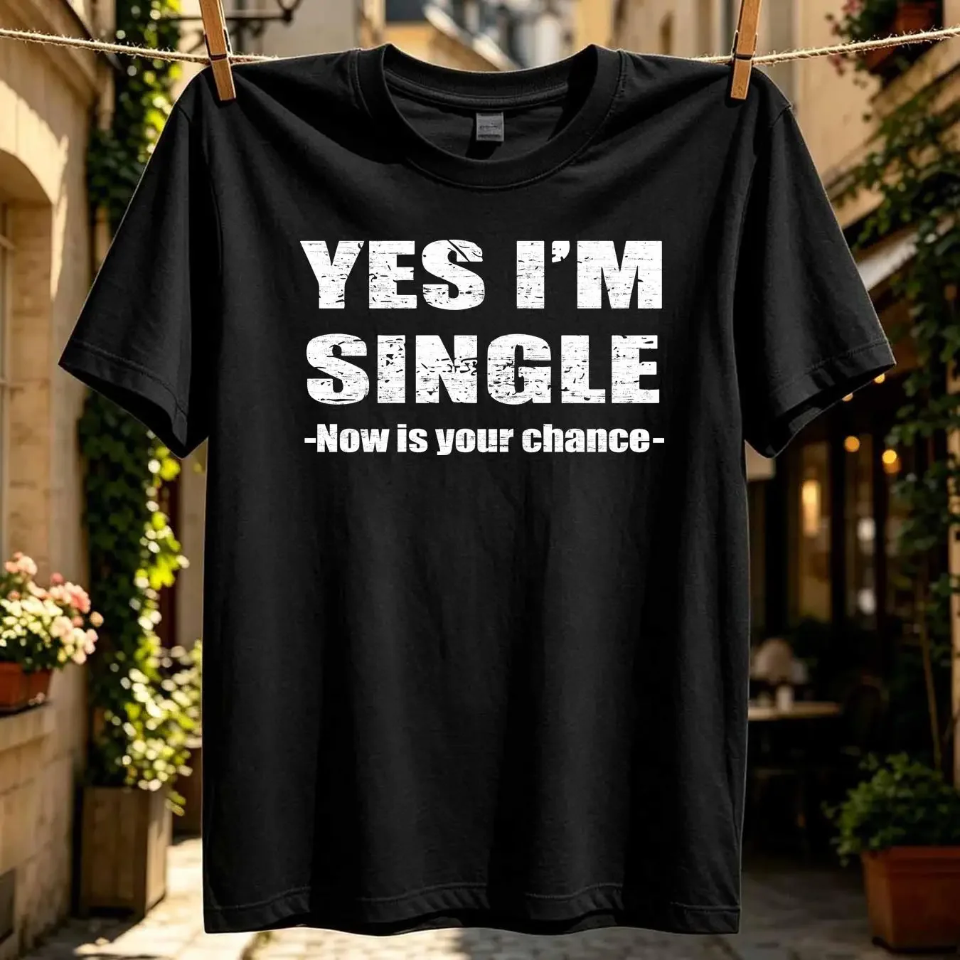 washed T Shirt Yes Im Single Now Is Your Chance Person Essential Vintage Men's vintage Washed designer clothes Stylish