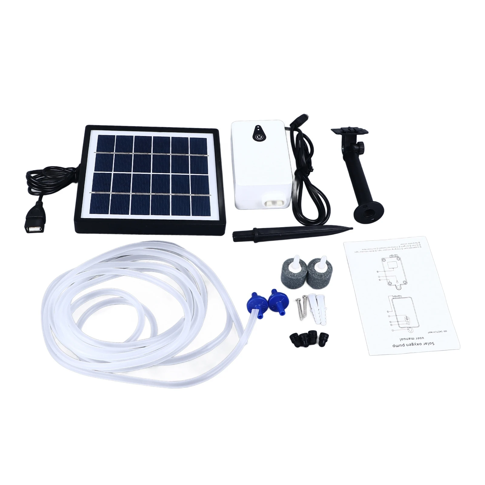 Ground Plug Type Solar Oxygen Pump Weather Resistant Solar Powered Oxygenator for Ponds Aquariums Oxygen Pump Solar Oxygen Pump