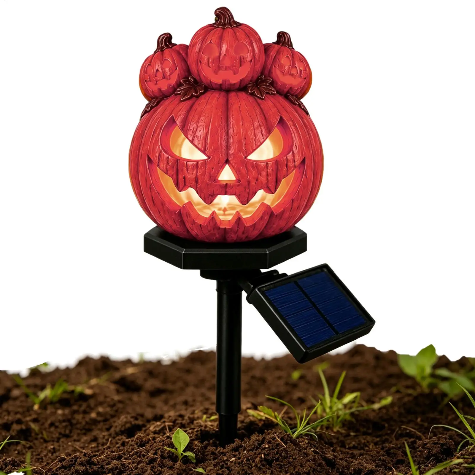 Solar Power Halloween Lights Spooky Funny LED Pumpkin Garden Decor Solar Halloween Decorations Outdoor Lights for Patio Porch
