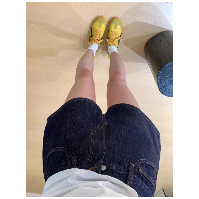 

Deep Blue High Waist A-Line Denim Shorts Women Summer 2026 New Style Pear Shape Body Loose Slimming Wide Leg Hot Pants