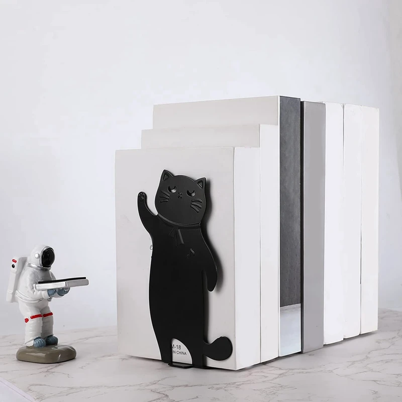 Cat Bookends Black Cat Decor Black Cat Gifts For Cat Lovers Cat Bookends For Shelves Anime Bookends Animal Bookends Easy To Use