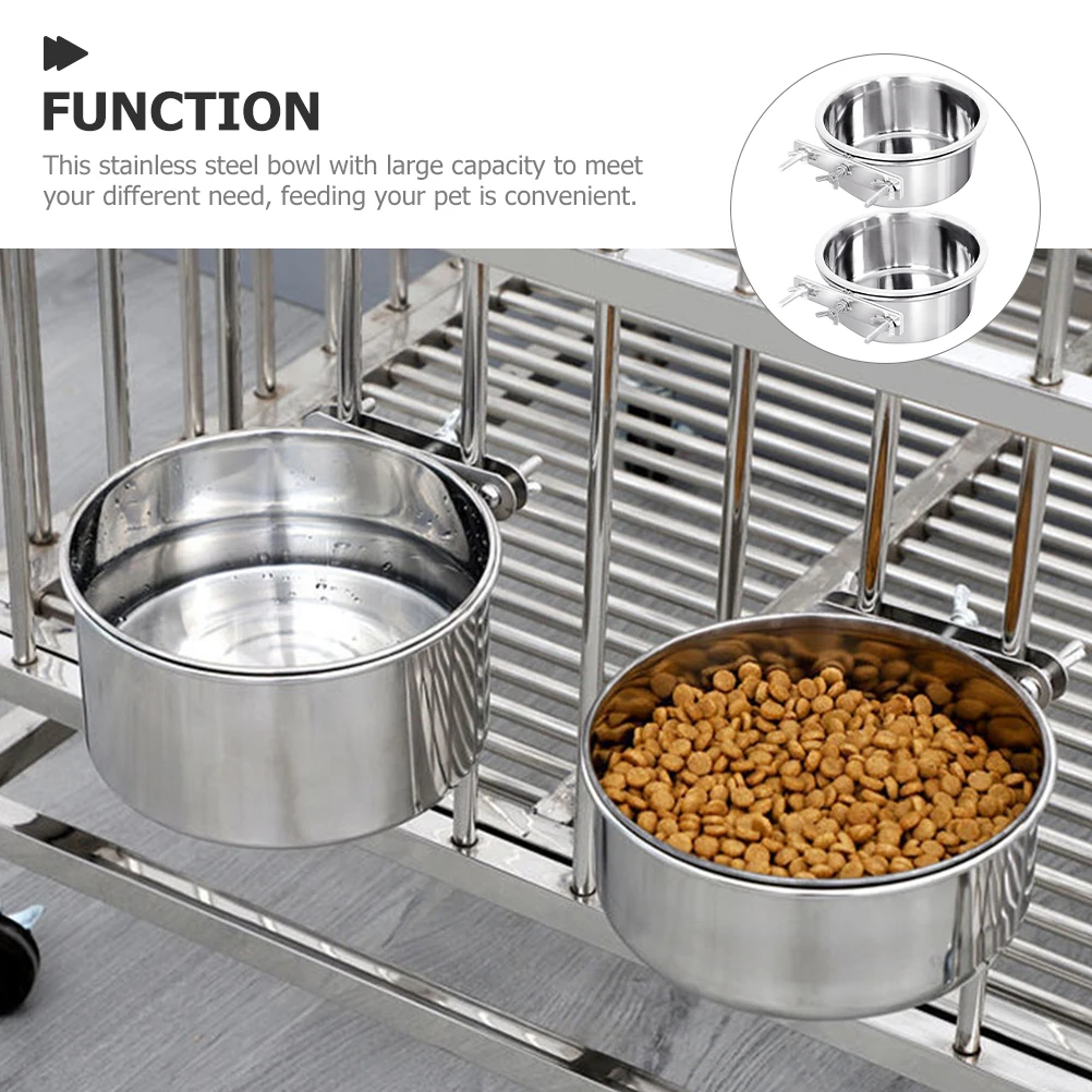 

2Pcs Stainless Steel Pet Bowl 10cm Diameter 4 5cm Depth Smooth Surface Easy to Clean Hanging Cat Dog Food Water Bowls