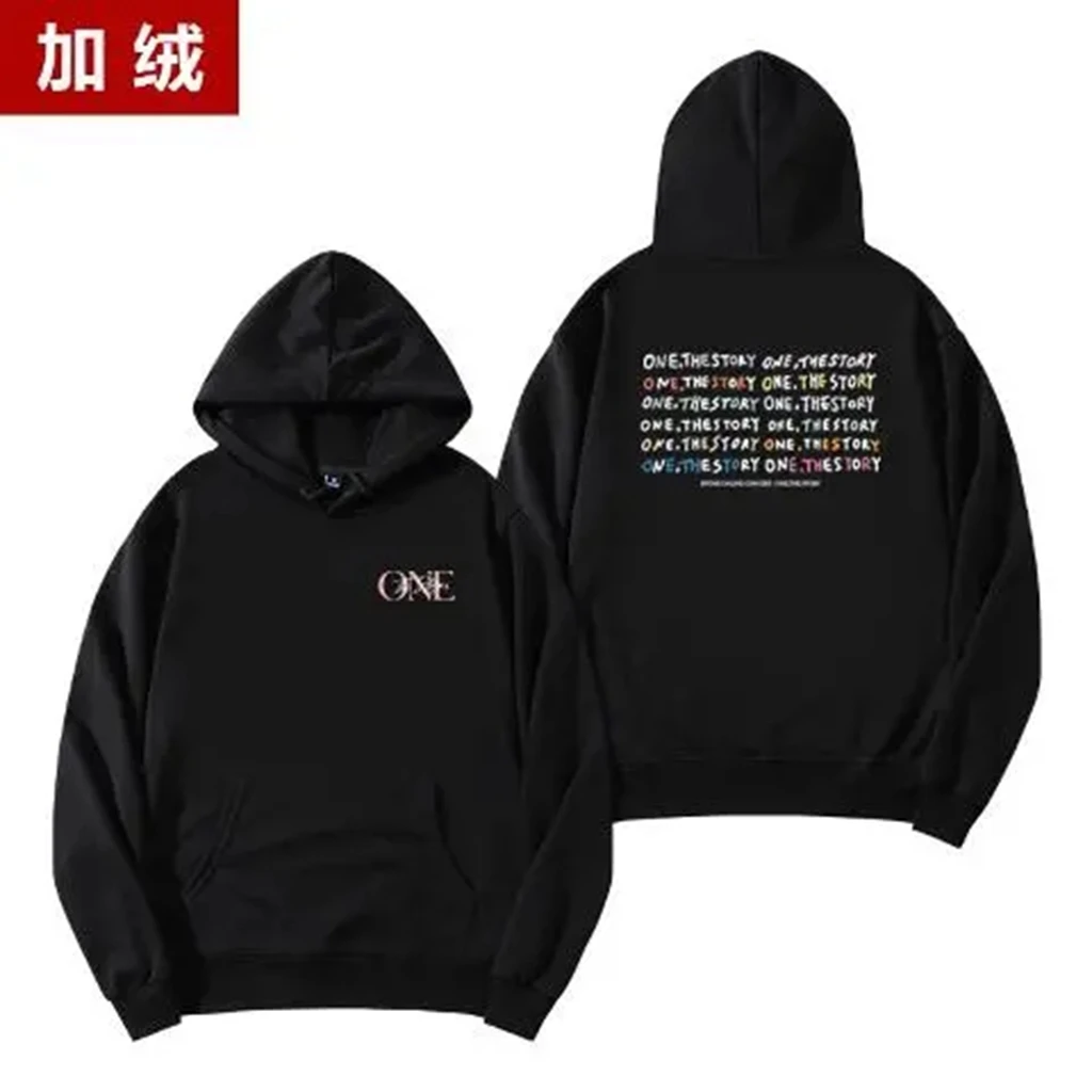 KPOP ins STYLE ONE THE STORY Printe Hooded Women's Lost in Space Hoodie Round Neck loose Oversize WARM Sweater OVERSIZE CLOTHING