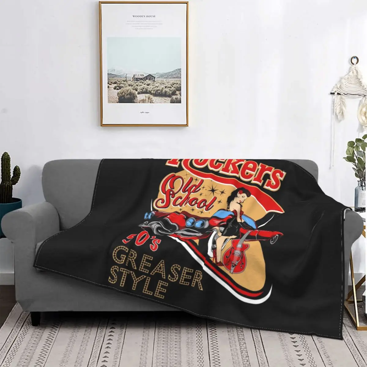 Rockabilly Pinup Vintage 1950s Blankets Warm Flannel Music Pop Throw Blanket for Sofa Office Bedspreads