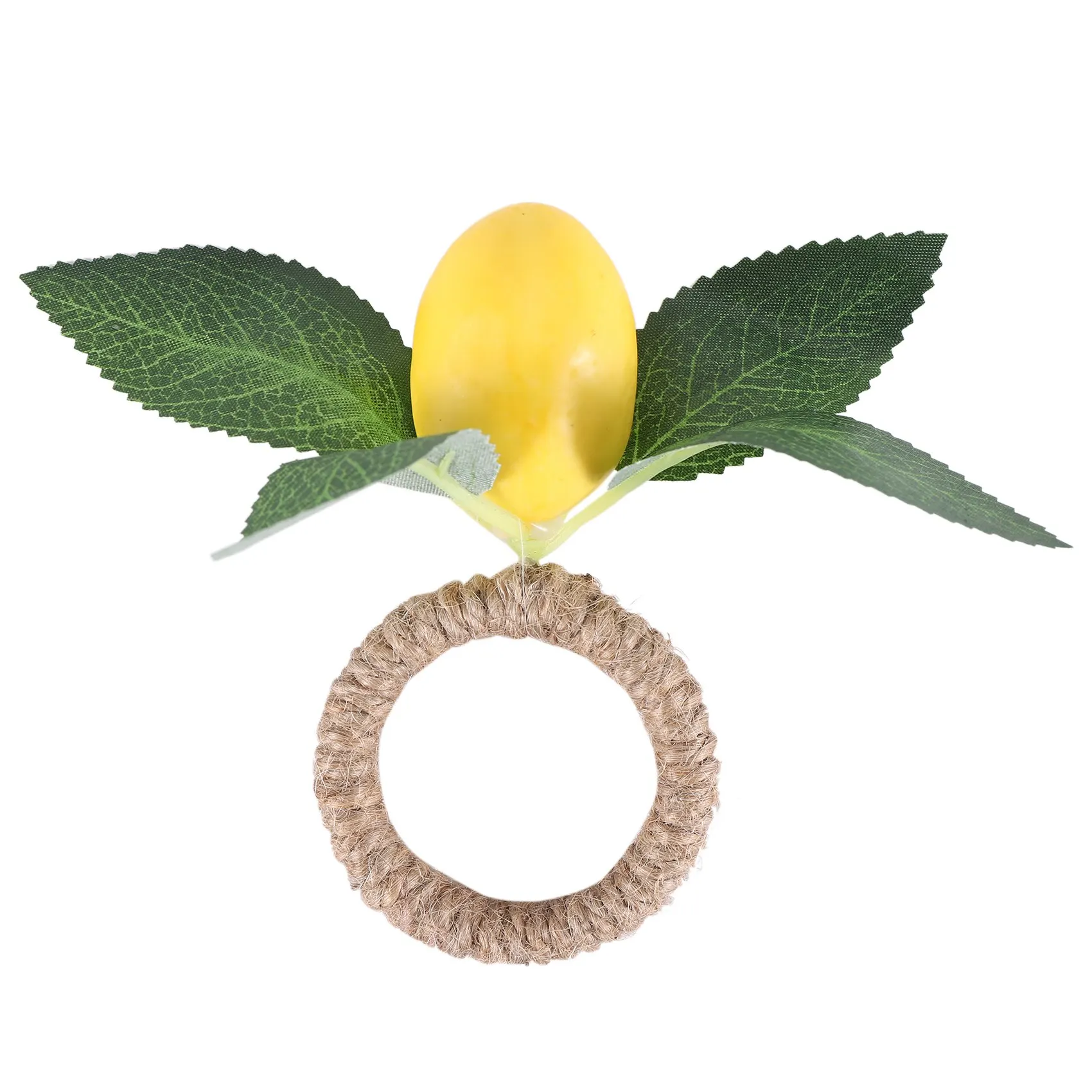 Anillo de servilleta de simulación de plantas de limón, hebilla de comida de frutas, modelo de Hotel, suministros de fiesta, 4 piezas