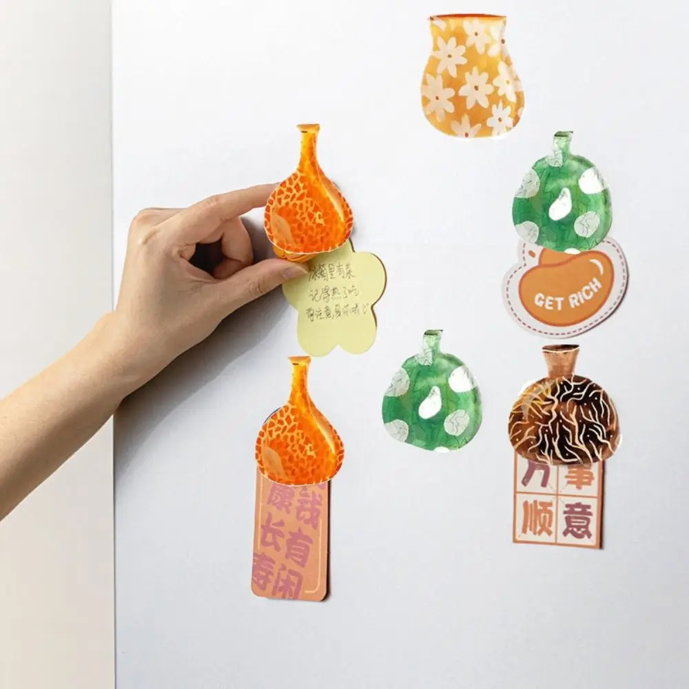 

6PCS/SET Exquisite Acrylic Vase Sticker Decorative Magnetic Backing Refrigerator Sticker Stylish Excluding Plants