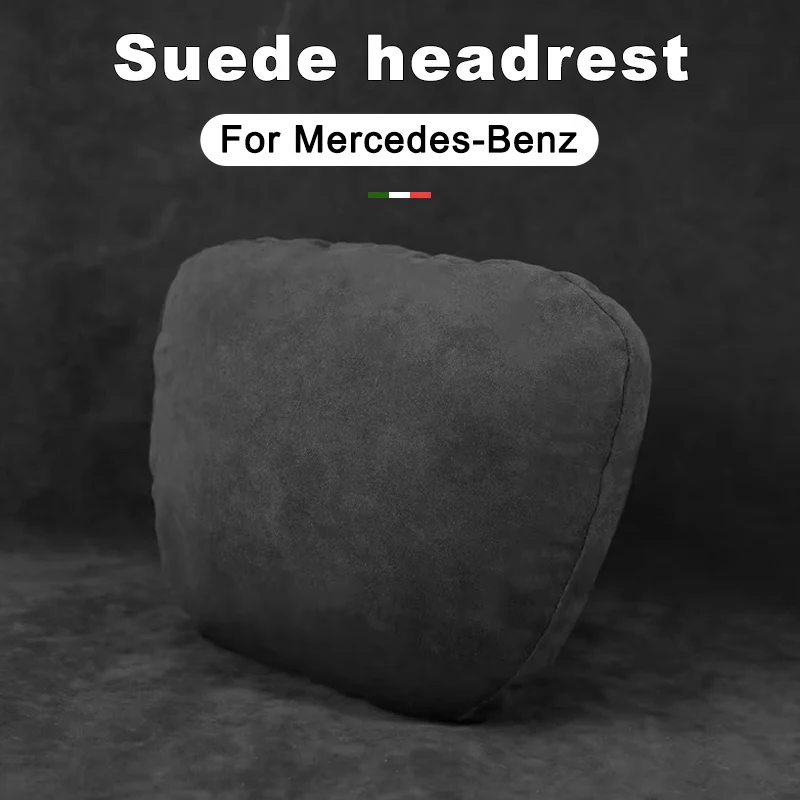 

For Mercedes-Benz AMG GT EQA EQB EQS GLC GLE GLS B C E G M Class Suede Car Neck Rest Pillow - Auto Seat Neck Support Accessory