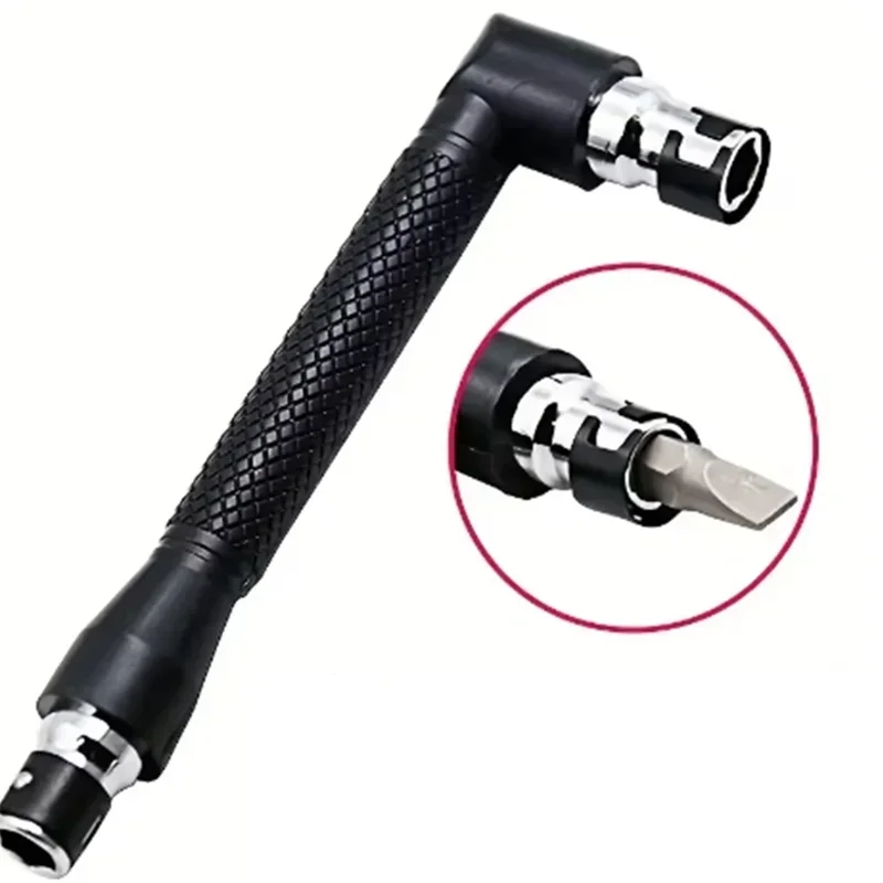 1/4 Hexagonal Screwdriver Bit L-shaped 90 Degree Double Head Handle 6.35mm Wrench Bit Joiner Handle Ratchet-Wrench Screwdriver