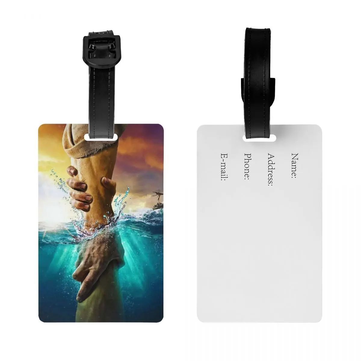 Custom Reaching Out Jesus Hand, Jesus Save Us Luggage Tags for Suitcases Privacy Cover ID Label