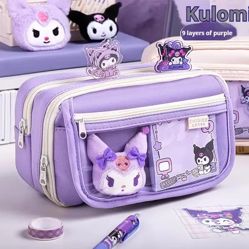 Imagem -06 - Miniso-estojo para Lápis de Grande Capacidade Kuromi para Meninas Zíper Bonito Bolsa para Caneta Conjunto Completo de Material Escolar Infantil Bonito