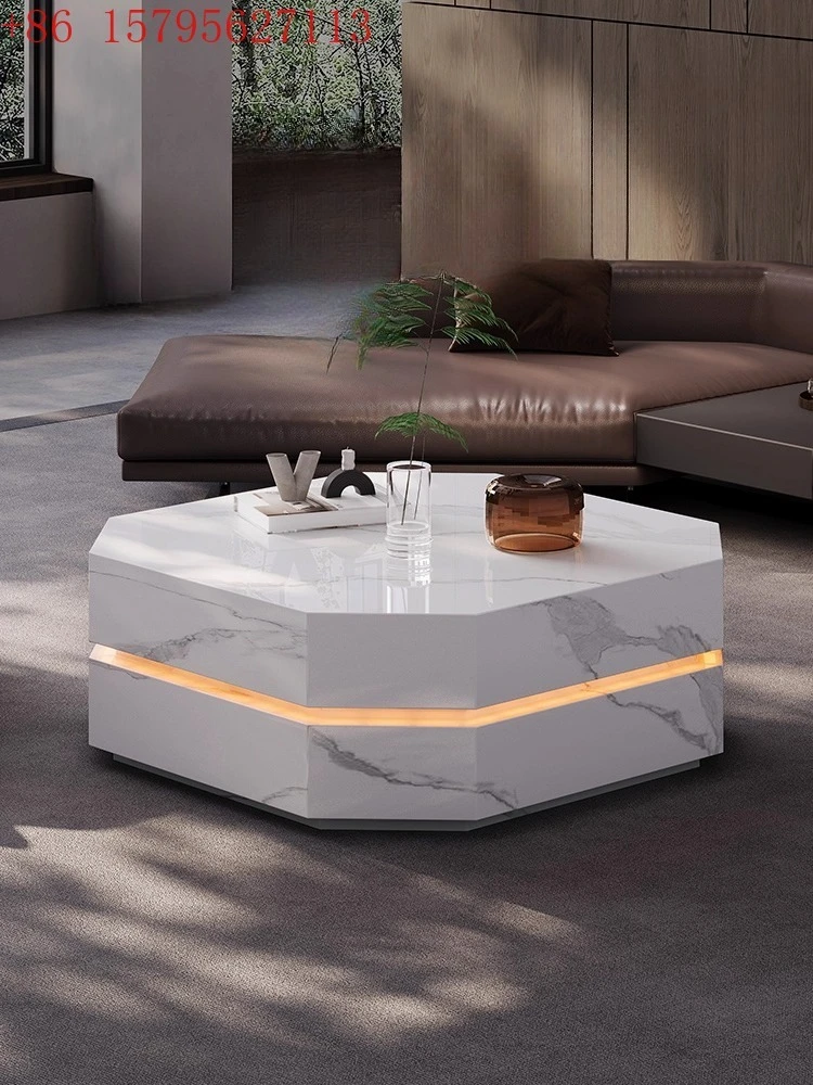 

Минималистичный многоугольный кофейный столик премиум-класса для небольшой квартиры, для гостиной, в стиле лёгкой роскоши, из камня, высококачественный кофейный столик.