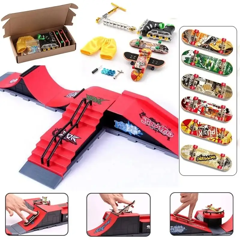 1810-6 fingerboards profesionale obstacles funnyTechnical Practice Deck Platform Sports Children Skateboard Assemblyfingerboard