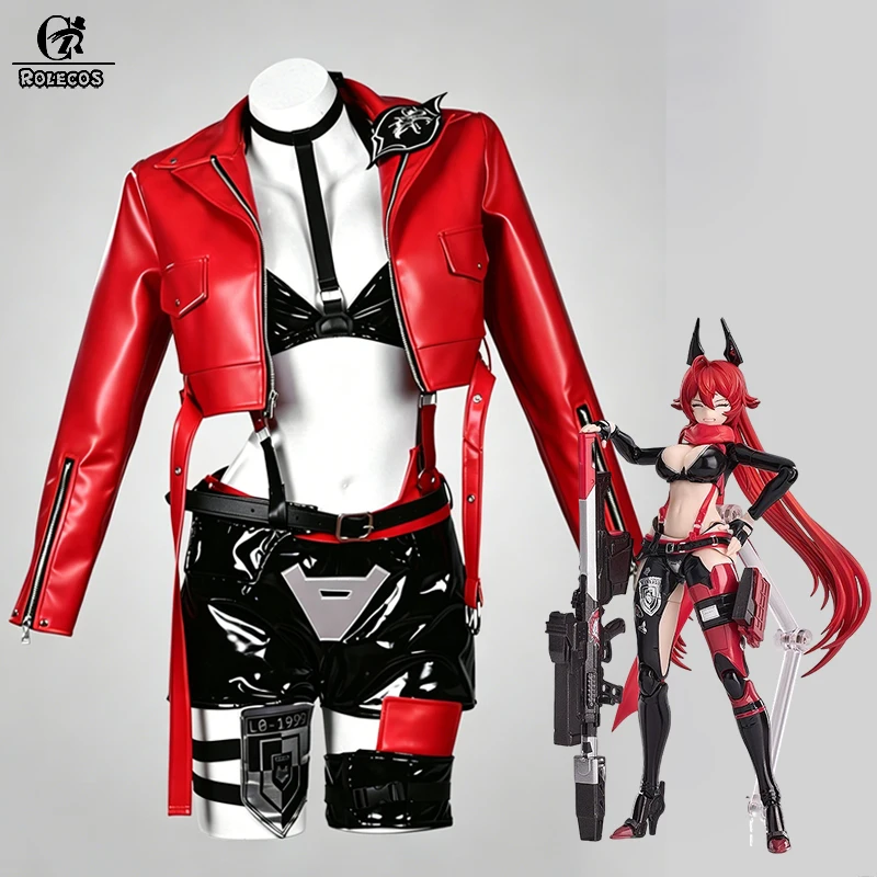 rolecos-nikke-勝利の女神レッドフードコスプレ衣装ウィッグドレスハロウィンパーティーロールプレイ制服女性ジャンプスーツ衣装
